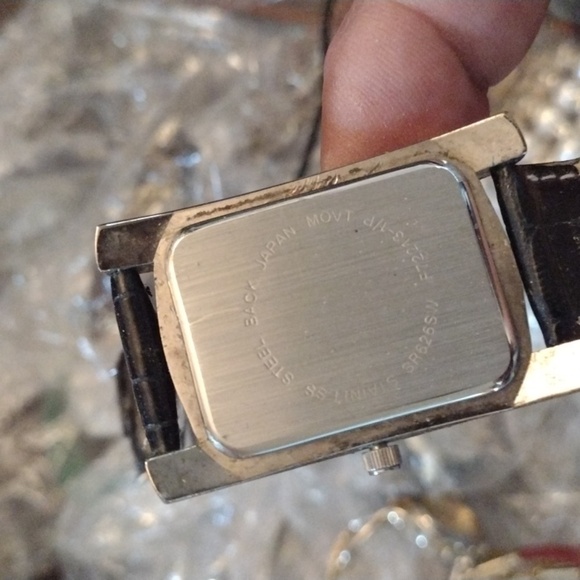 2/$20 😉Silver Leather Men's Tank Watch - Picture 2 of 2